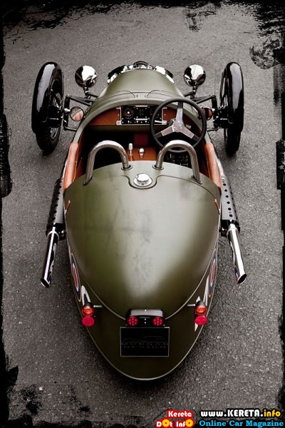 2012 Morgan 3 Wheeler is support by a V Twin fuel injected motorcycle engine 